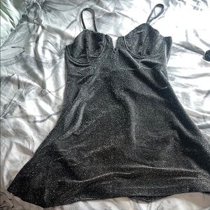 Elegant Black Glittery Women's Dress